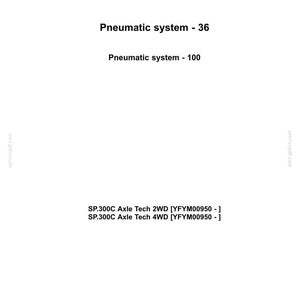 May include: A white document with the New Holland Agriculture logo at the top. Text includes "Pneumatic system - 36", "Pneumatic system - 100", and axle tech information. The document is dated 01/10/2015.