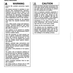May include: A technical handbook page with safety instructions for hydraulic cylinders. The page includes warnings and cautions, with detailed procedures for safe operation and maintenance. Text is in black on a white background.