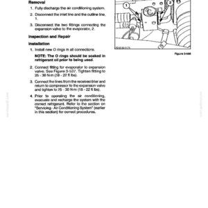 May include: A technical manual page titled Section 3 - Drive Systems, featuring instructions for the removal and installation of an expansion valve. It includes a black and white diagram labeled Figure 3-556 showing the valve and numbered components.