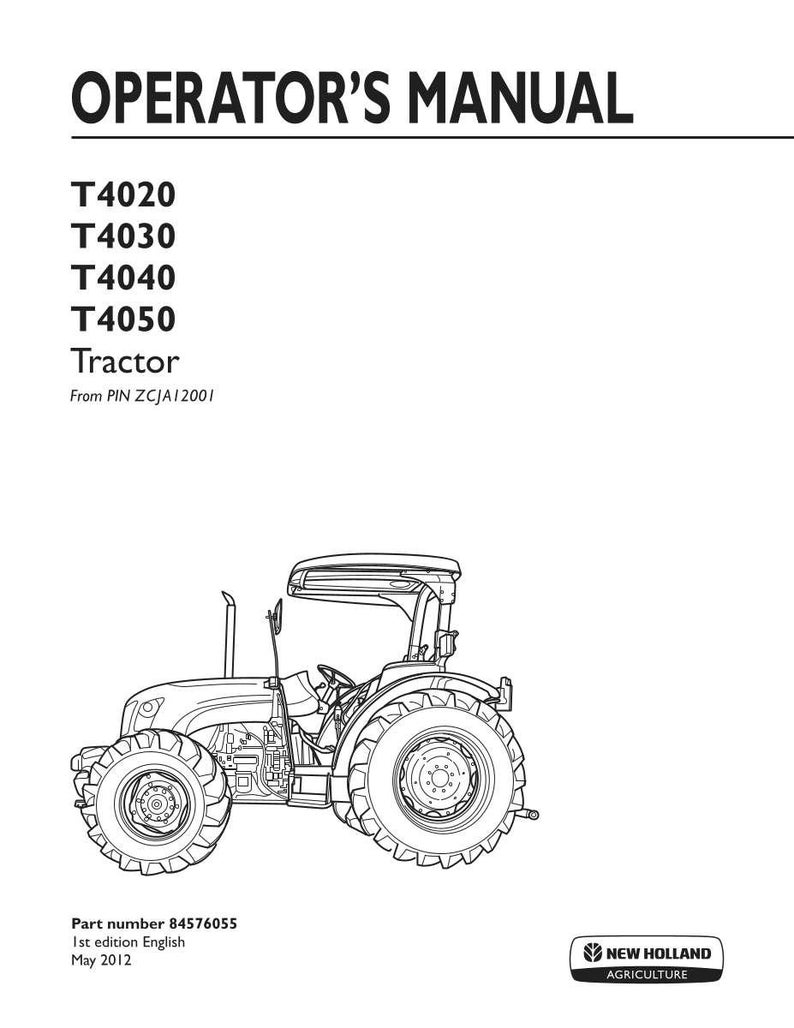 New Holland T4020, T4030, T4040, T4050 Tractor Operator Owners Operation Manual | Instant Pdf Download image 3