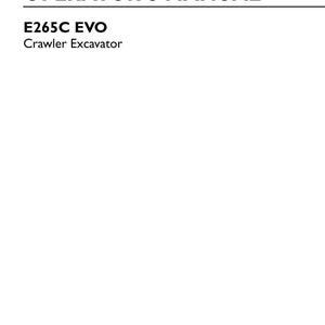 May include: The white cover of an operator's manual for a New Holland Construction E265C EVO crawler excavator. The text reads OPERATOR'S MANUAL, E265C EVO Crawler Excavator, part number 48016682, 1st edition English, June 2016, and New Holland Construction.