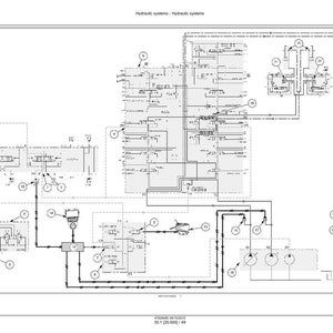 May include: A detailed technical diagram of a hydraulic system, rendered in black and white. The diagram features various components, including pumps, valves, and pipelines, with numbered labels and connecting lines. The title "Hydraulic systems - Hydraulic systems" is at the top.