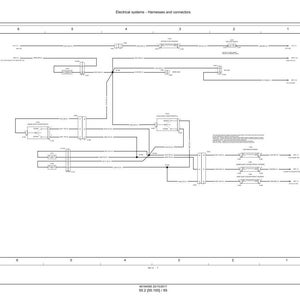 May include: Diagram of electrical systems, harnesses, and connectors. The image is a technical drawing with lines, boxes, and text labels. The title "Electrical systems - Harnesses and connectors" is at the top. The bottom of the image has text and numbers.