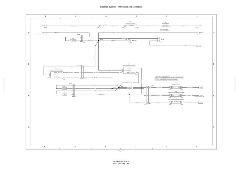 May include: Diagram of electrical systems, harnesses, and connectors. The image is a technical drawing with lines, boxes, and text labels. The title "Electrical systems - Harnesses and connectors" is at the top. The bottom of the image has text and numbers.