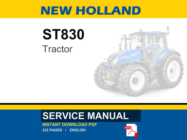 Manual de servicio y reparación del tractor New Holland ST830 / Descarga instantánea en PDF imagen 1