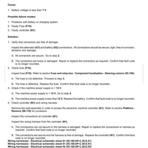 Op de afbeelding: Document met "Elektrische systemen - STORINGCODES" met instructies voor foutcode F31, die een te lage accuspanning aangeeft. Bevat oorzaken, mogelijke storingen en oplossingen voor autodiagnose.