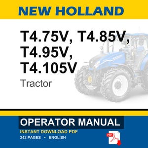 New Holland T4.75v, T4.85v, T4.95v, T4.105V Tractor Operator Owners Operation Manual | Instant PDF Download image 1
