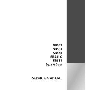May include: A white service manual with the text "SB521, SB531, SB541, SB541C, SB551, Square Baler, SERVICE MANUAL". The manual includes the part number 47917637 and the Case IH Agriculture logo.