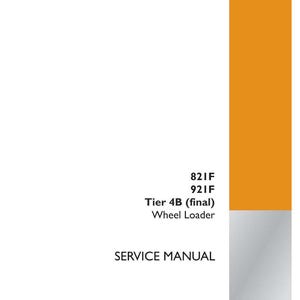 May include: A white service manual with orange and gray accents. The text includes "821F 921F Tier 4B (final) Wheel Loader SERVICE MANUAL". The Case Construction logo is in the bottom right corner.