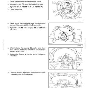 May include: Diagram showing hydrostatic drive pump and motor components with pump installation instructions. The image includes detailed illustrations of the pump assembly, with labels and measurements in N-m and lb ft.
