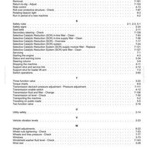 May include: A detailed table of contents from a manual, featuring various sections like 'Safety rules,' 'Transmission,' and 'Weight adjustments.' The text is in black against a white background, with numerical references.