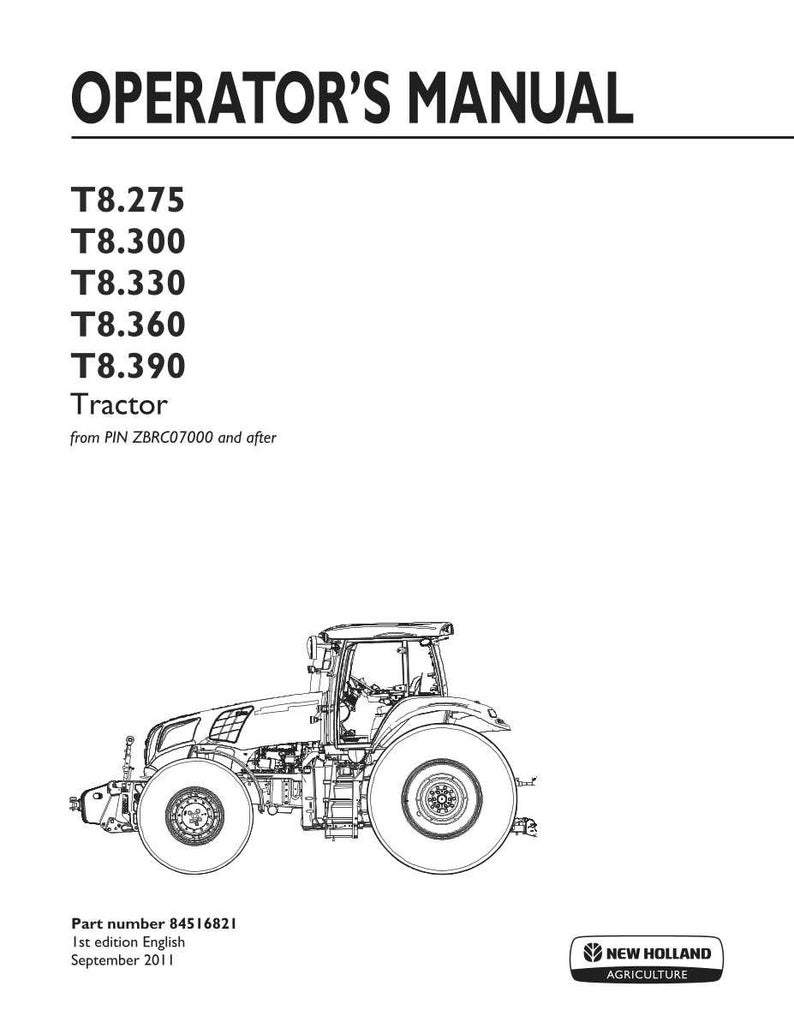 New Holland T8.275, T8.300, T8.330, T8.360, T8.390 Tractor Operator Owners Operation Manual | Instant Pdf Download image 3