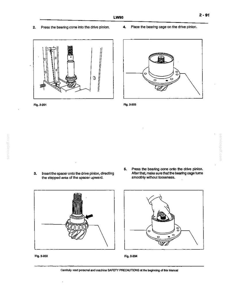 May include: A technical diagram from a manual, showing steps for mechanical assembly. The illustrations are in black and white, with labels and arrows indicating the process. The text includes instructions and figure numbers.