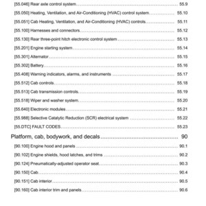 May include: A detailed page from a manual, featuring a list of automotive components and systems. The text includes items like engine control, transmission, and cab controls, along with page numbers. The document is dated 25/09/2015.