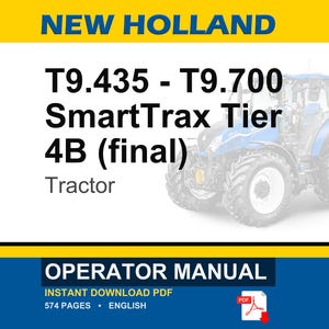 New Holland T9.435, T9.480, T9.530, T9.565, T9.600, T9.645, T9.700 SmartTrax Tier 4B (final) Tractor Operator Owners Manual | Pdf Download image 1