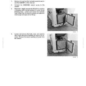 May include: Diagram of a secondary hydraulic power system, detailing the removal of an oil cooler. The image includes step-by-step instructions and diagrams, with text such as "Oil cooler - Remove" and part numbers like "CAS10192".