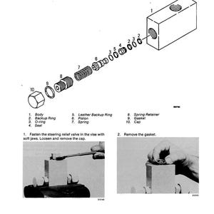 K&ouml;nnte beinhalten: Explosionszeichnung einer mechanischen Komponente mit der Bezeichnung "Demontage". Das Bild zeigt verschiedene Teile, darunter ein Geh&auml;use, Sicherungsringe, O-Ringe, einen Sitz, einen Kolben und eine Feder. Anweisungen zur Demontage sind enthalten.