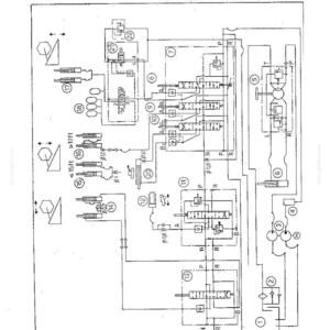 May include: A detailed schematic diagram of a hydraulic system, labeled "HYDRAULIC SYSTEM TF/TX SERIES." The diagram is in black and white, featuring various components and connections. The New Holland logo is at the bottom.