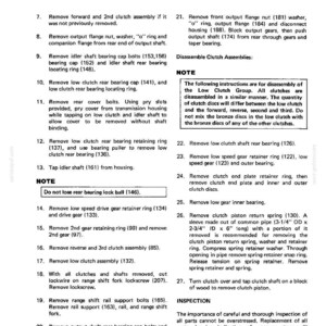 Puede incluir: Una p&aacute;gina del manual del sistema mec&aacute;nico DROTT CRUZ-CRANE, que detalla las instrucciones de desmontaje de los conjuntos de embrague. El texto est&aacute; en fuente negra sobre un fondo blanco, con diagramas y pasos numerados.