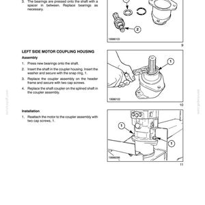May include: Technical diagram from a manual showing hydraulic system components. The image includes detailed illustrations of parts such as washers, shafts, and couplings, with labels and part numbers for reference. The text provides instructions for assembly and installation.