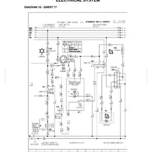K&ouml;nnte beinhalten: Elektrischer Schaltplan, Diagramm 16, Blatt 17, f&uuml;r einen G170VP AWD - G200AWD. Das Schema enth&auml;lt Beschriftungen f&uuml;r Komponenten wie die Klimaanlage und den Motord&auml;mpferschalter. Das New Holland Construction-Logo ist sichtbar.