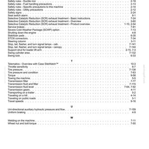 May include: A white document with a table of contents, listing safety rules, engine components, and operational procedures. The document includes headings and page numbers, with the title "Run in period of a new machine."
