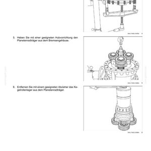 May include: Technical diagram with three illustrations detailing mechanical assembly steps. The images show components like gears, shafts, and housings, with labels in German. The diagram is in black and white.