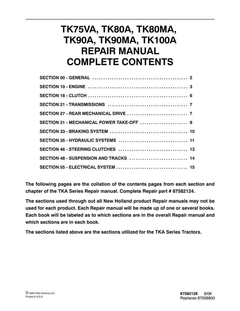 New Holland Tk75va, Tk80a, Tk80ma, Tk90a, TK90MA, TK100A Tractor Service Repair Workshop Manual | Instant PDF Download image 3