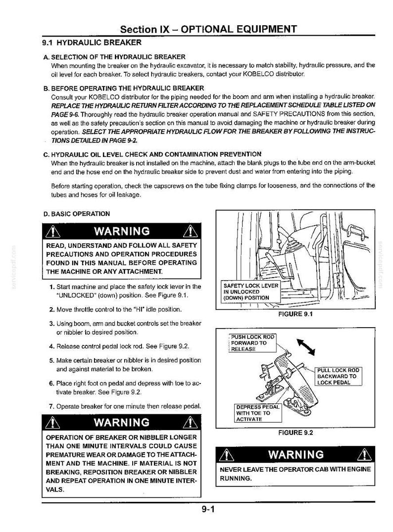 Kobelco SK200SRLC Hydraulic Excavator Operator Owners Operation Manual | Instant PDF Download image 9
