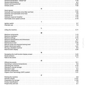 May include: A detailed table of contents from a manual, featuring various sections like "Fuses and relays," "General," and "Hand signals." The text is black on a white background, with page numbers listed on the right.