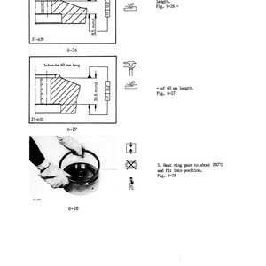 May include: Technical diagram showing cross-sectional views of mechanical parts, with measurements in millimetres. The diagram includes labels such as "Schraube 40 mm lang" and "Schraube 60 mm lang", and notes on flywheel hub thickness.