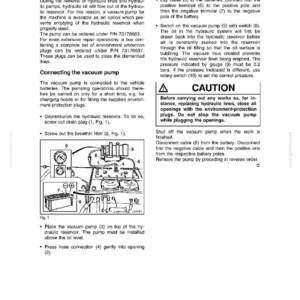 May include: Service manual page for EC 240 vacuum pump. Includes diagrams and instructions for connecting and operating the pump, with safety warnings. Features a diagram with numbered parts and a caution section.