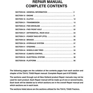 New Holland T2410, T2420 Tractor Service Repair Workshop Manual | Instant PDF Download image 3