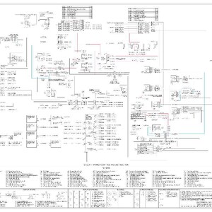 May include: A detailed technical diagram with numerous interconnected components, lines, and text labels. The diagram is predominantly black and white, with some colored lines. The layout appears complex and is likely for engineering or technical documentation.