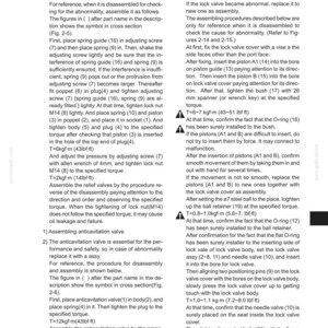 Op de afbeelding: Technische tekening met instructies voor het monteren en demonteren van kleppen. Bevat diagrammen, koppel specificaties in kgf&middot;m en lbf&middot;ft, en onderdeelnummers. De tekst bevat waarschuwingen over olielekkage en storing.