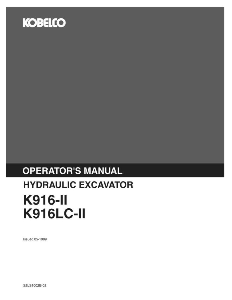 Kobelco K916-Ii, K916LC-II Hydraulic Excavator Operator Owners Operation Manual | Instant PDF Download image 2