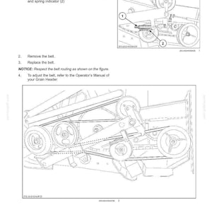 May include: Diagram of a drive system belt replacement procedure. The image includes detailed illustrations of the belt, pulleys, and related components, with numbered steps and labels for clarity. Text instructions are also included.