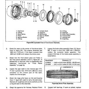 Op de afbeelding: Een explosietekening van een mechanisch systeem van een DROTT CRUZ-CRANE, met gelabelde onderdelen waaronder een einddeksel, O-ringen en remplaatassemblage. Tekst bevat afmetingen in inches en millimeters.