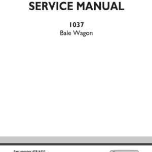 May include: A white service manual cover with the text "SERVICE MANUAL" in bold black letters. Below, the text reads "1037 Bale Wagon." The bottom of the cover includes the part number, edition, and date. The New Holland Agriculture logo is in the bottom right corner.
