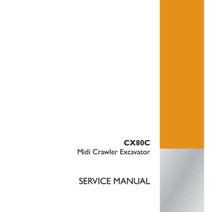 Puede incluir: Un manual de servicio blanco con detalles en naranja. La portada presenta el texto "CX80C Midi Crawler Excavator SERVICE MANUAL". El logotipo de Case Construction est&aacute; en la esquina inferior derecha. N&uacute;mero de pieza 47575340A.