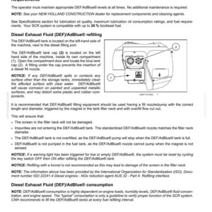 May include: A technical document page titled Selective Catalytic Reduction (SCR) exhaust treatment - Basic instructions [52895640]. It includes text regarding DEF/AdBlue refilling and consumption, plus a line drawing diagram of a tank.