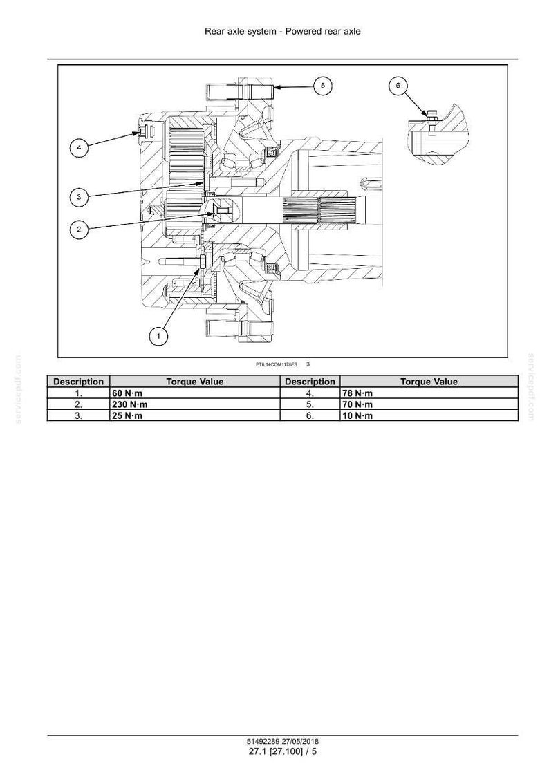 May include: Detailed technical diagram of a rear axle system, labeled with numbered components and torque values in Newton-meters. The diagram includes a cutaway view, showcasing internal mechanisms and design details for automotive applications.