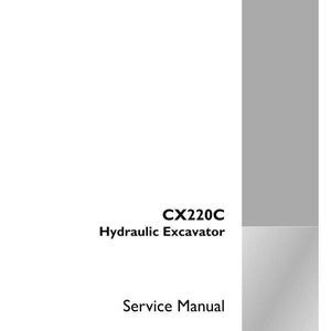 May include: A white service manual for a CX220C Hydraulic Excavator. The cover includes the text "Service Manual" and "CASE CONSTRUCTION" logo. Part number 71114551, 1st Edition, English 03/2015.