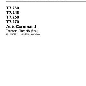 New Holland T7.230, T7.245, T7.260, T7.270 AutoCommand Tier 4B (final) Tractor Operator Owners Operation Manual | Instant Pdf Download image 3