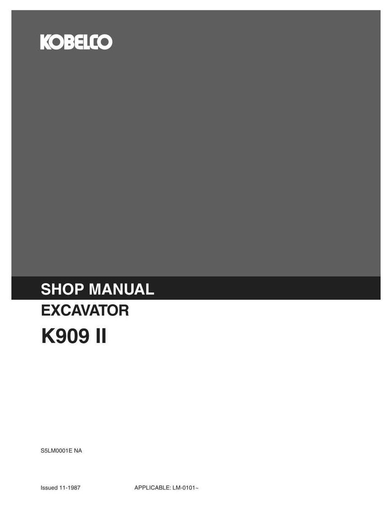 Manual de servicio y reparación para la excavadora hidráulica Kobelco K909 II / Descarga instantánea en PDF imagen 3