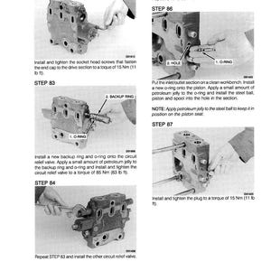 May include: A technical diagram with step-by-step instructions for assembling a mechanical component. The image shows close-up views of the component with labels and text. The text includes torque specifications in foot-pounds.