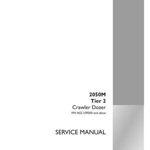 May include: A white service manual for a 2050M Tier 2 Crawler Dozer. The cover includes the text "SERVICE MANUAL", the Case Construction logo, and the part number 48048572. The manual is for PIN NGC109000 and above.