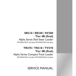 K&ouml;nnte beinhalten: Ein wei&szlig;es Servicehandbuch mit schwarzem Text. Das Handbuch enth&auml;lt Informationen zu Alpha Series Skid Steer Loadern und Compact Track Loadern. Das Case Construction-Logo befindet sich unten rechts. Die Teilenummer 48068130 ist sichtbar.