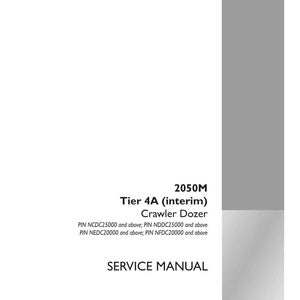 May include: A white service manual for a 2050M Tier 4A (interim) Crawler Dozer. The cover includes the text "SERVICE MANUAL" and the Case Construction logo. Part number 47907871, 2nd edition English, October 2015.