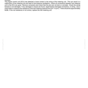May include: A white document with the title "Electrical systems - FAULT CODES" and the text "3910 - Fuel metering unit: Error check for loose contact between metering unit and ECU". The document provides context and instructions.